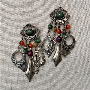 Boho beaded charm earrings